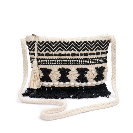 Cotton Bohemian Bag, Sling Bag for Girls and Women Handmade Cotton Purse, Ethnic Crossbody - HB1002
