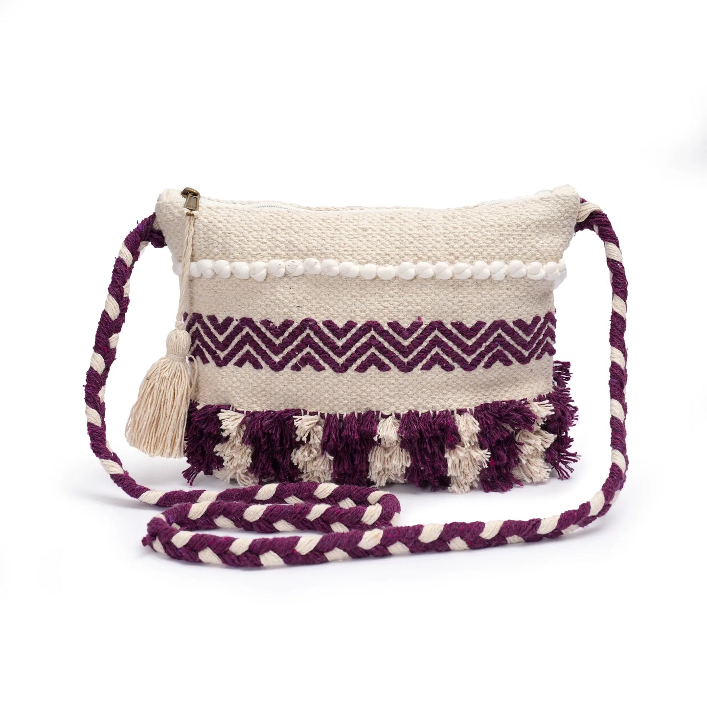Cotton Bohemian Bag, Sling Bag for Girls and Women Handmade Cotton Purse, Ethnic Crossbody HB1003