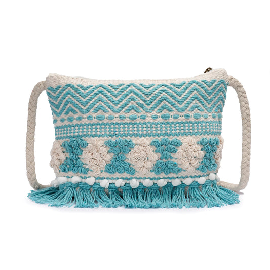 Cotton Bohemian Bag, Sling Bag for Girls and Women Handmade Cotton Purse, Ethnic Crossbody - HB10014