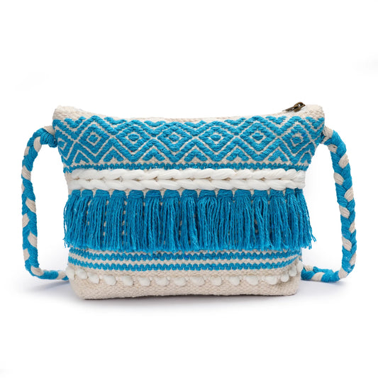 Cotton Bohemian Bag, Sling Bag for Girls and Women Handmade Cotton Purse, Ethnic Crossbody - HB10015
