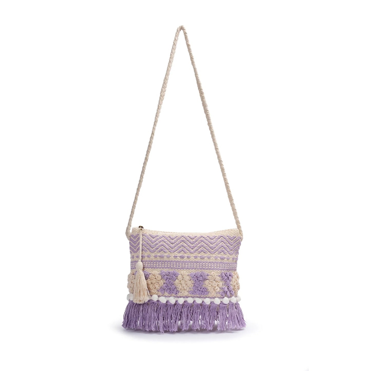Cotton Bohemian Bag, Sling Bag for Girls and Women Handmade Cotton Purse, Ethnic Crossbody - HB10019