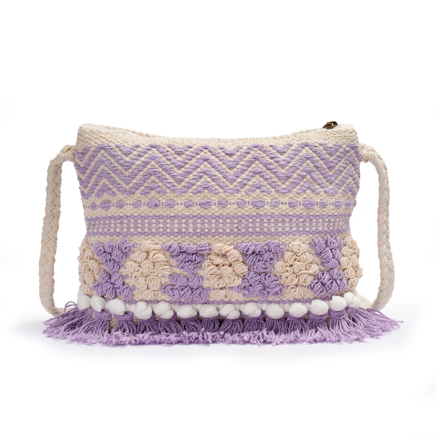 Cotton Bohemian Bag, Sling Bag for Girls and Women Handmade Cotton Purse, Ethnic Crossbody - HB10019